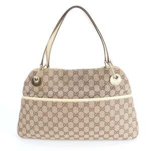 Gucci GG Canvas 121023 Leather Tote Bag Shoulder Handbag Brand Women's